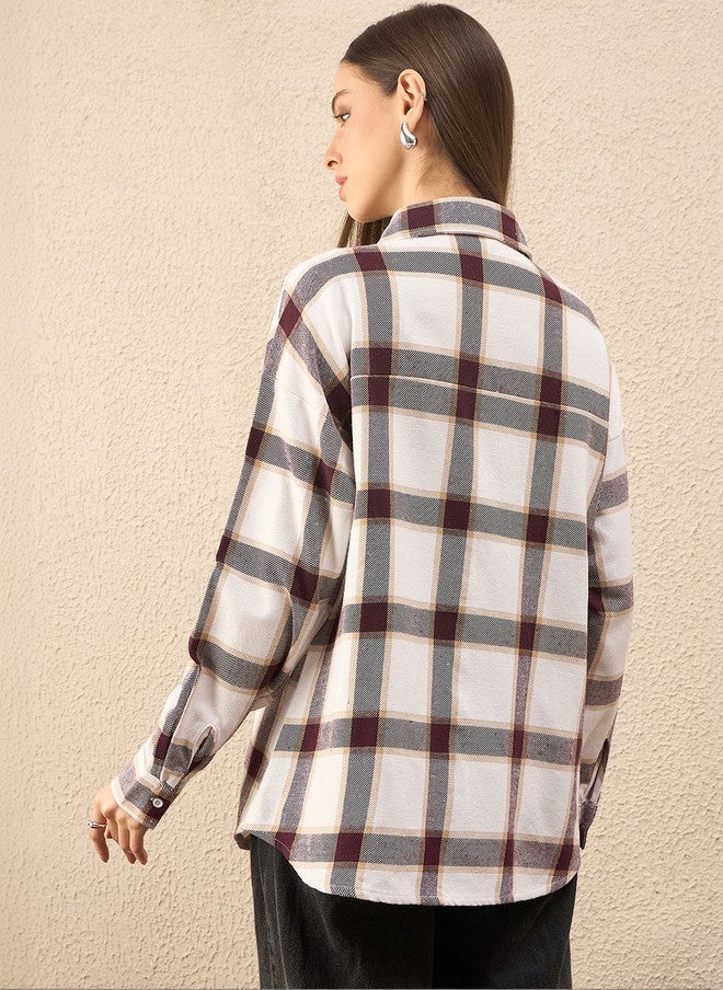 CHIMPAAANZEE Women Tartan Checks Checked Casual Shirt - Image 4